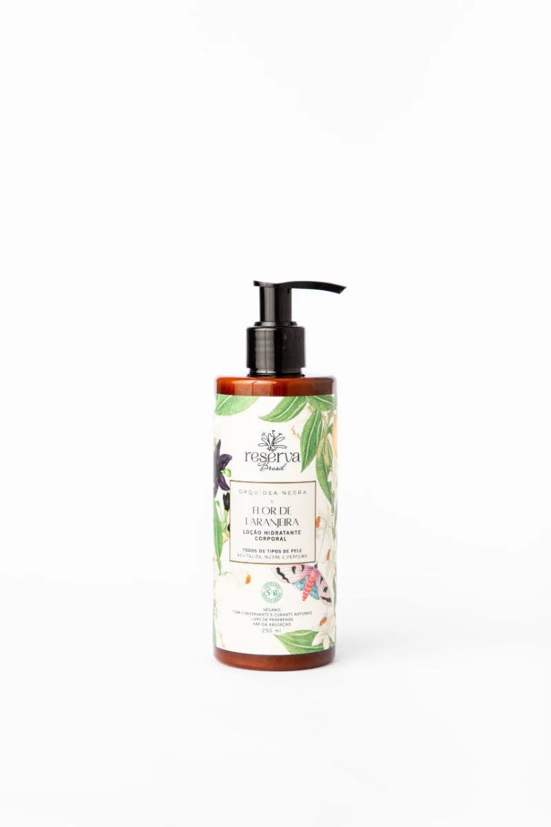 LOçãO HIDRATANTE CORPORAL VEGANA ORQUíDEA NEGRA E FLOR DE LARANJEIRA 250ML
