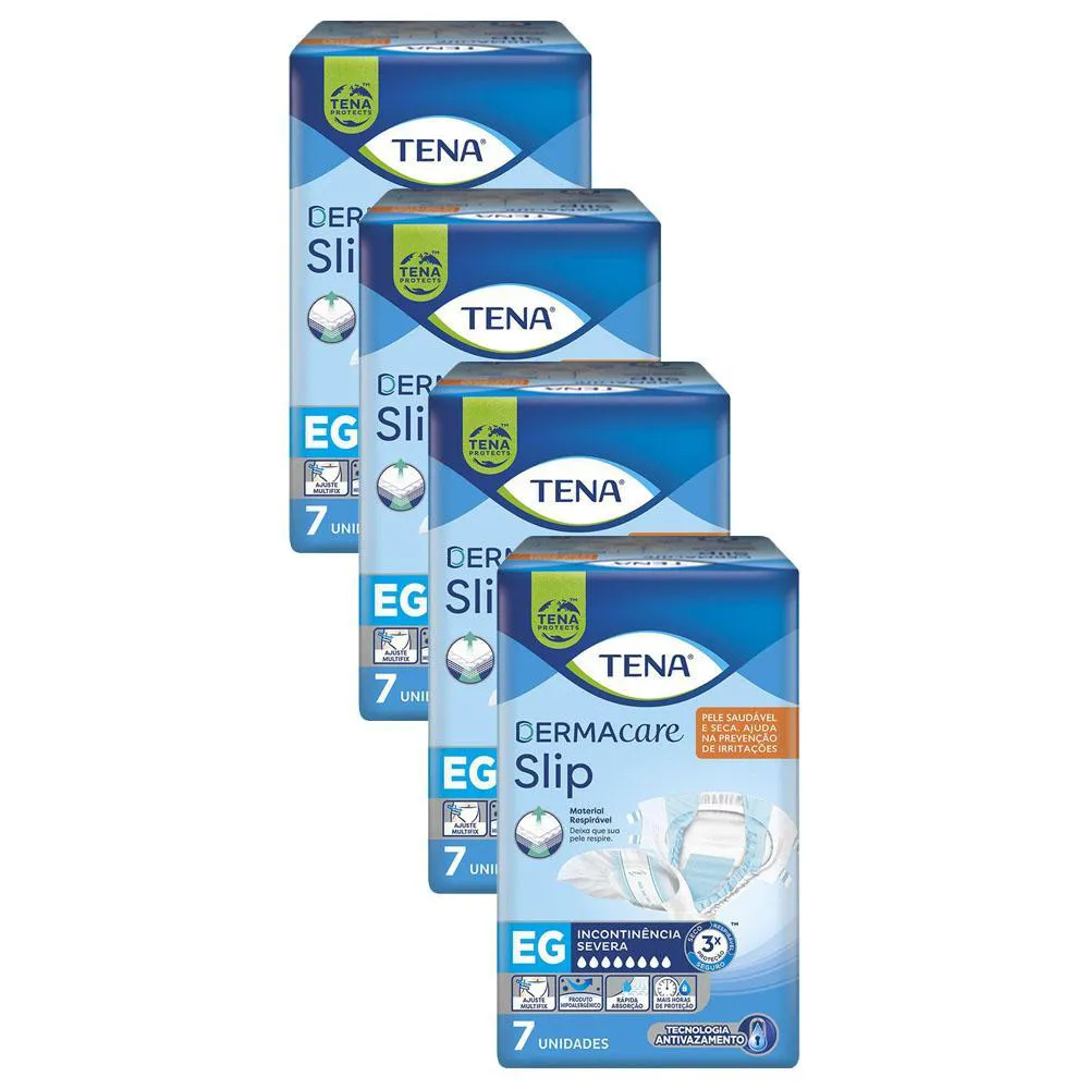 KIT 4 FRALDAS GERIáTRICA TENA DERMACARE SLIP ULTRA EG COM 7 UNIDADES
