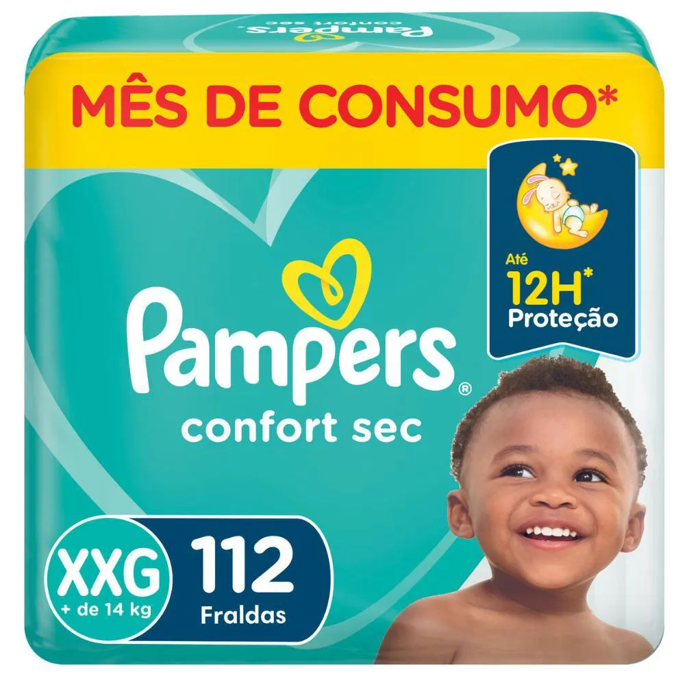 Fralda Pampers Confort Sec Jumbo XXG 112 unidades
