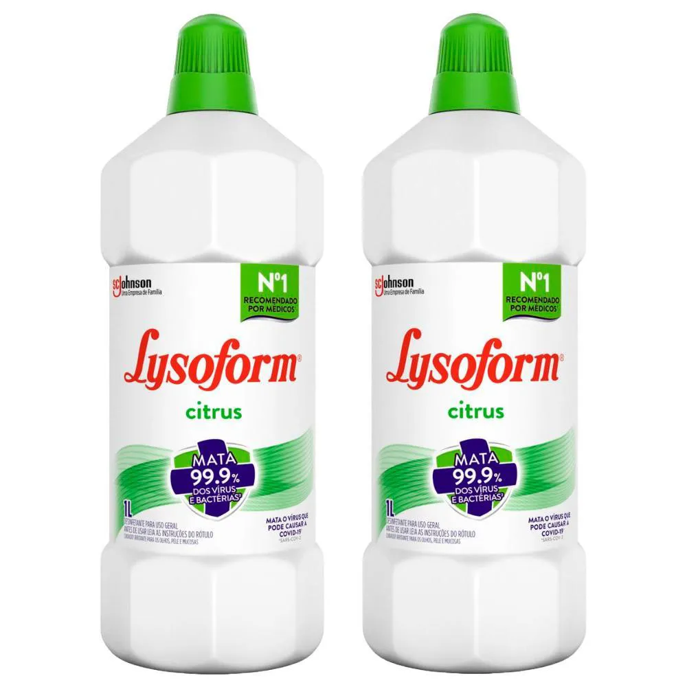 KIT 2 DESINFETANTE LYSOFORM USO GERAL CITRUS 1L