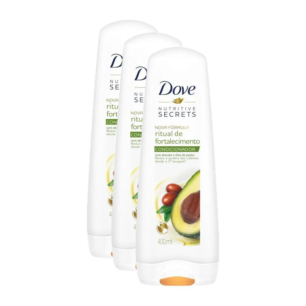 KIT 3 CONDICIONADORES DOVE NUTRITIVE SECRETS RITUAL DE FORTALECIMENTO 400ML CADA