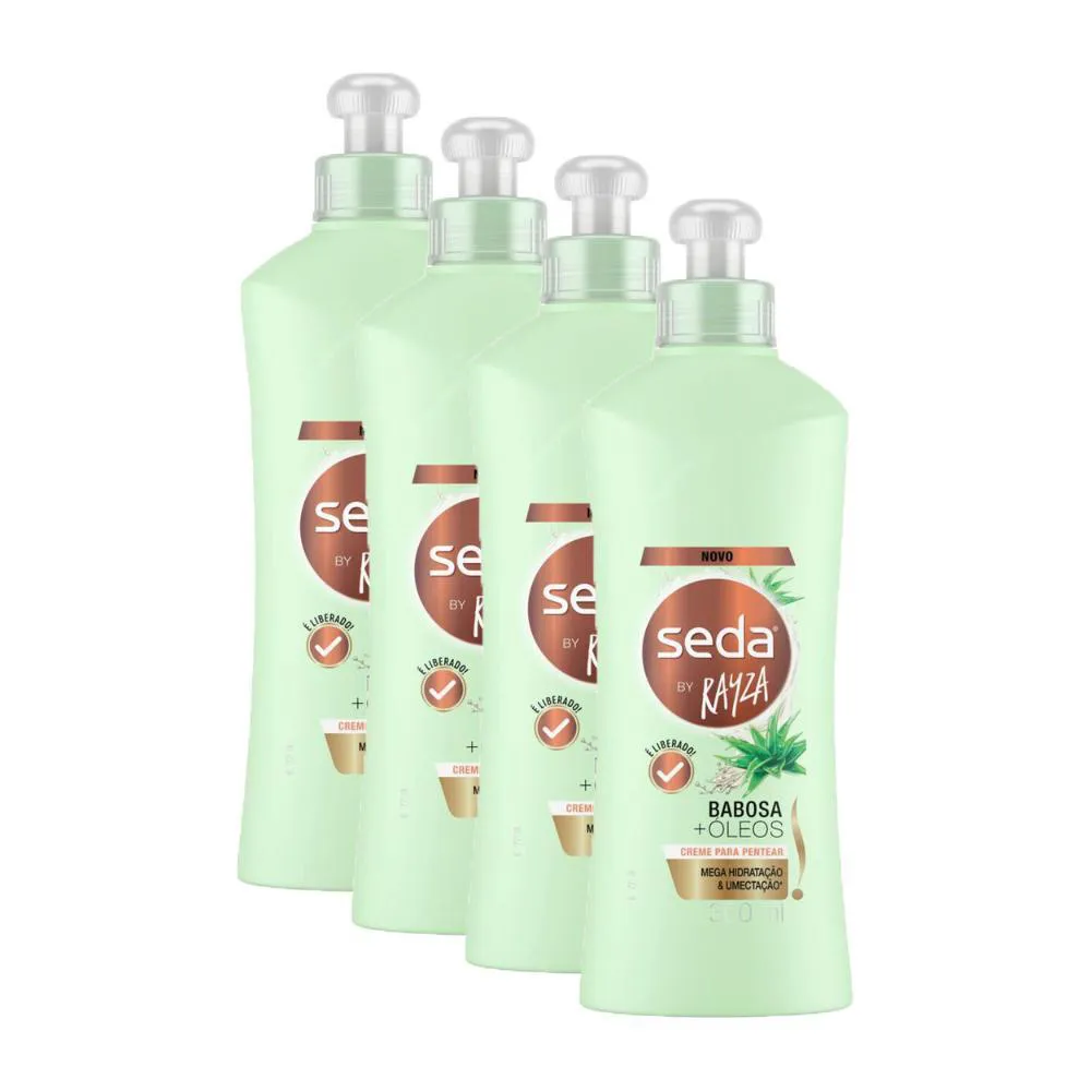 KIT 4 CREMES PARA PENTEAR SEDA BY RAYZA BABOSA + ÓLEOS 300ML CADA