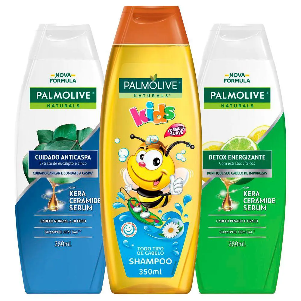 KIT SHAMPOO: DETOX 350ML +  ANTICASPA CLASSIC 350ML + NATURALS KIDS 350ML