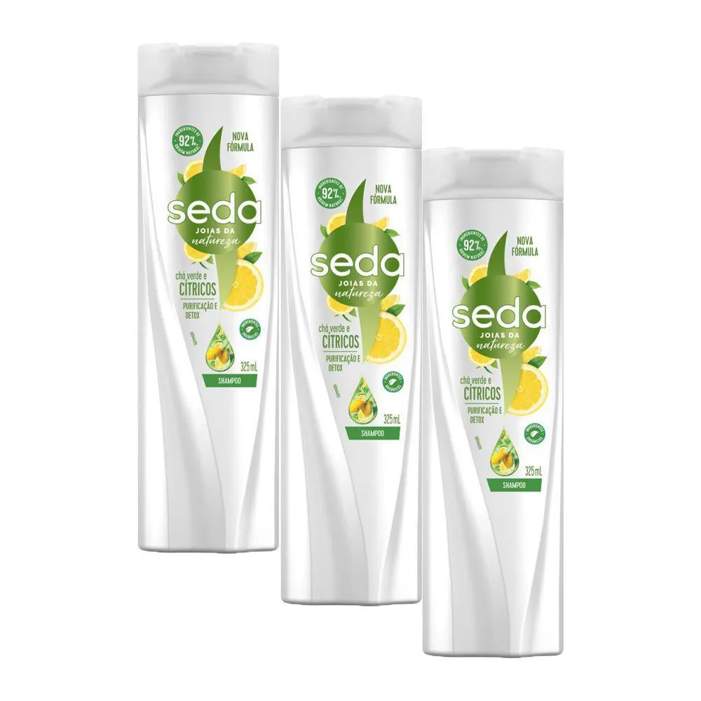 KIT 3 SHAMPOOS SEDA PUREZA REFRESCANTE 325ML CADA