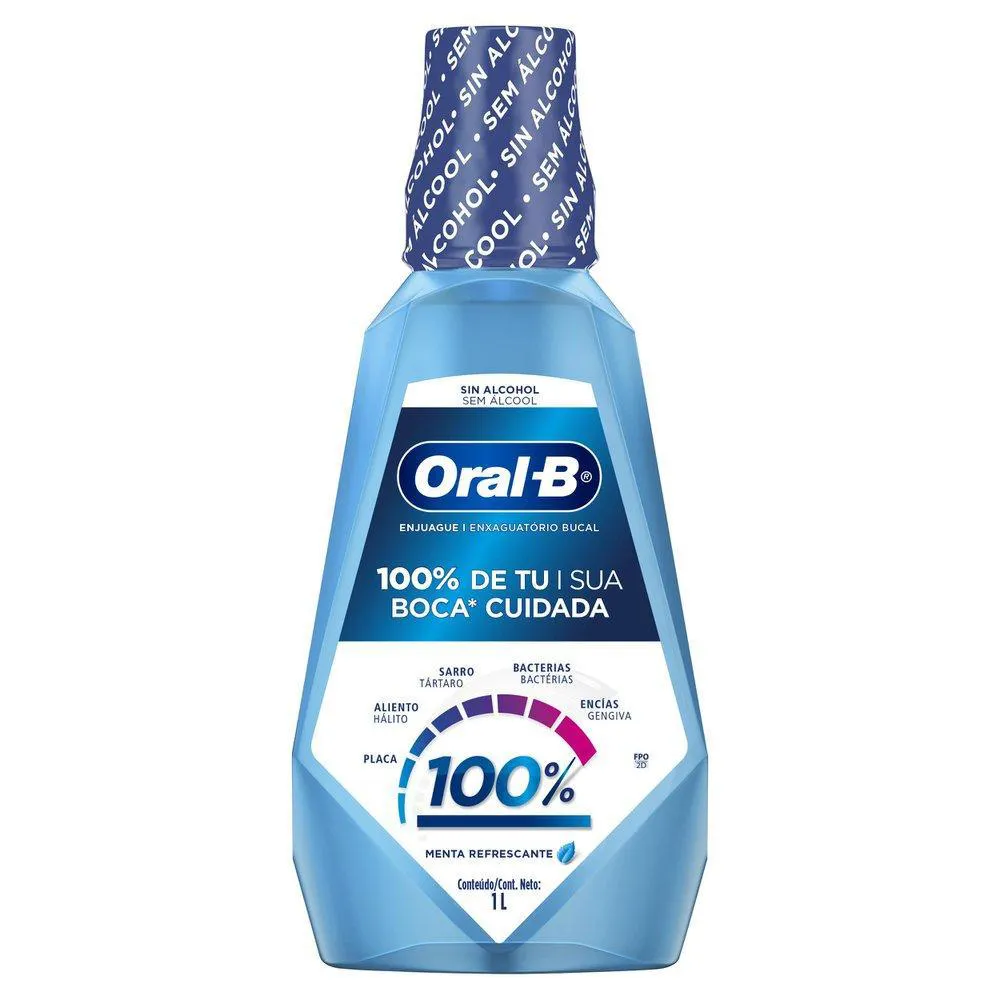 Enxaguante Bucal Sem Álcool Oral-B 100% de Sua Boca Cuidada 1L