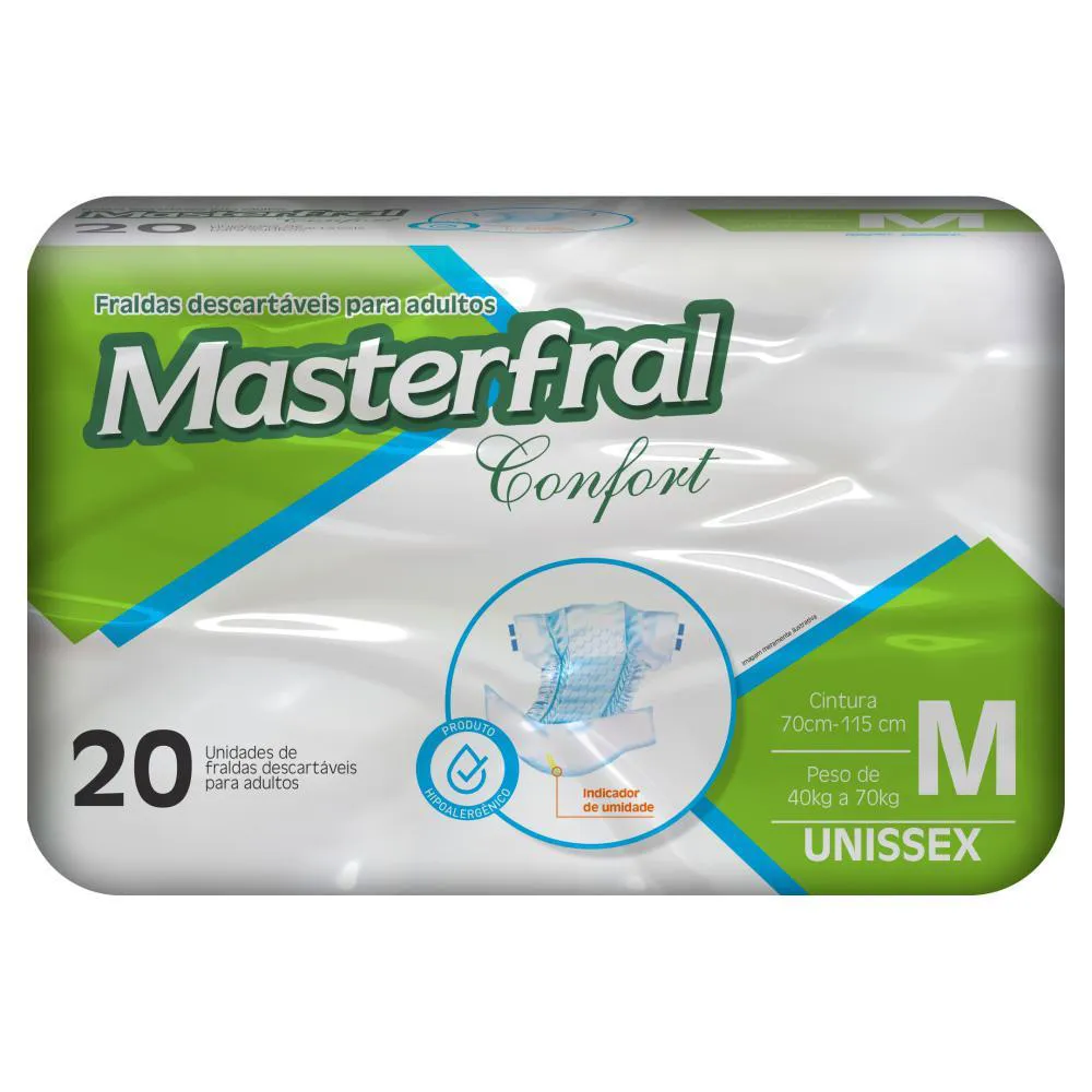 FRALDA GERíATRICA MASTERFRAL CONFORT M COM 20UN EMBALAGEM ECONôMICA