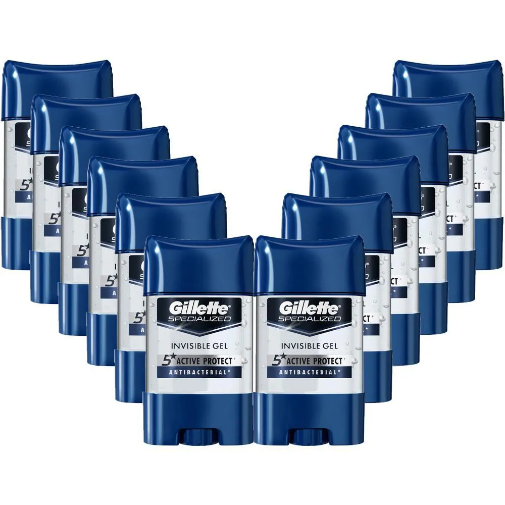 KIT 12 DESODORANTE ANTITRANSPIRANTE GILLETTE SPECIALIZED ANTIBACTERIAL GEL 82G