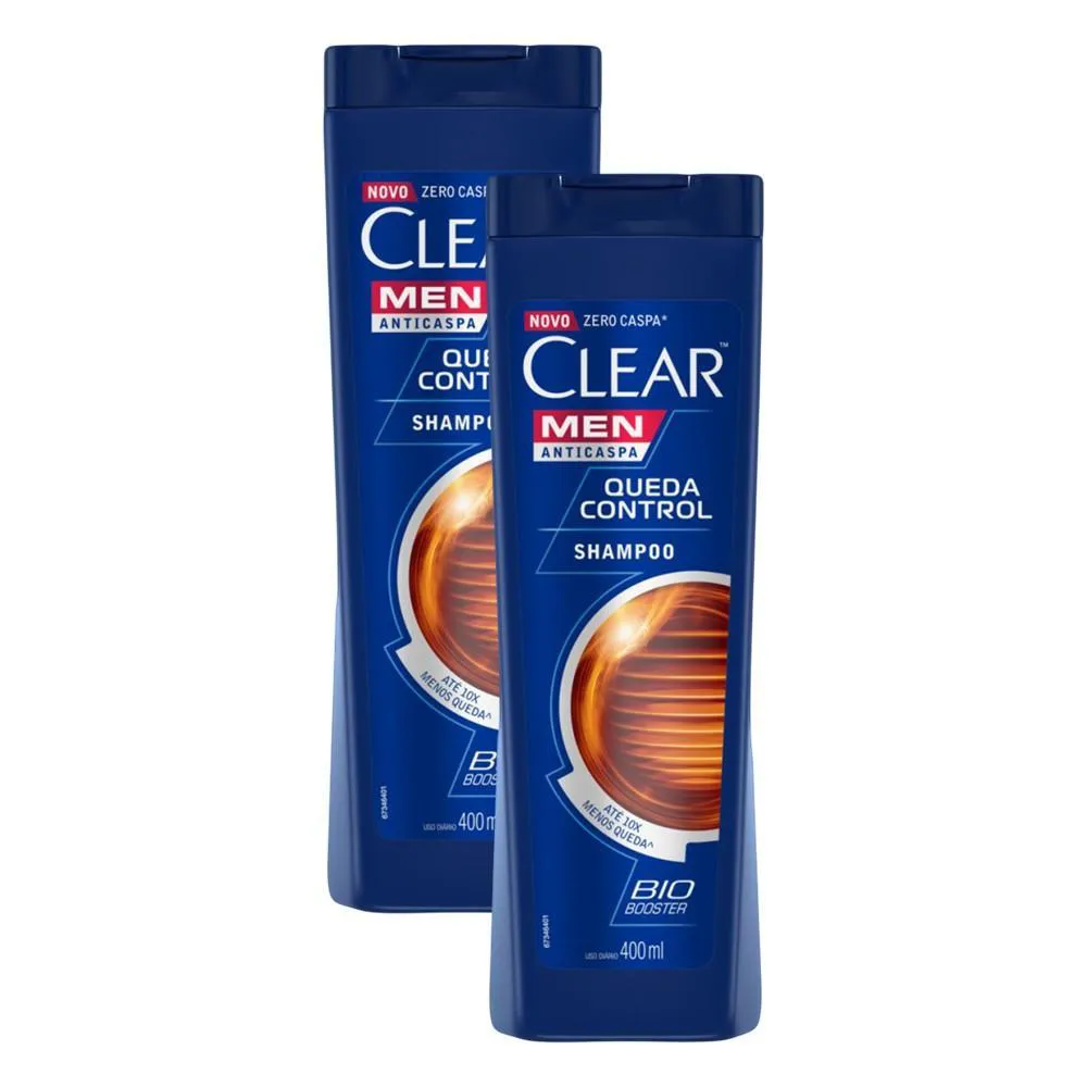 KIT 2 SHAMPOOS CLEAR MEN ANTICASPA QUEDA CONTROL 400ML
