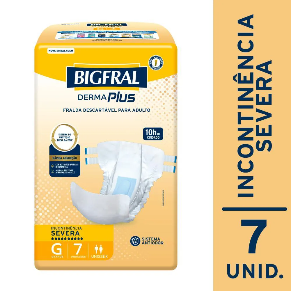 Fralda Geriátrica Bigfral Derma Plus G com 7un