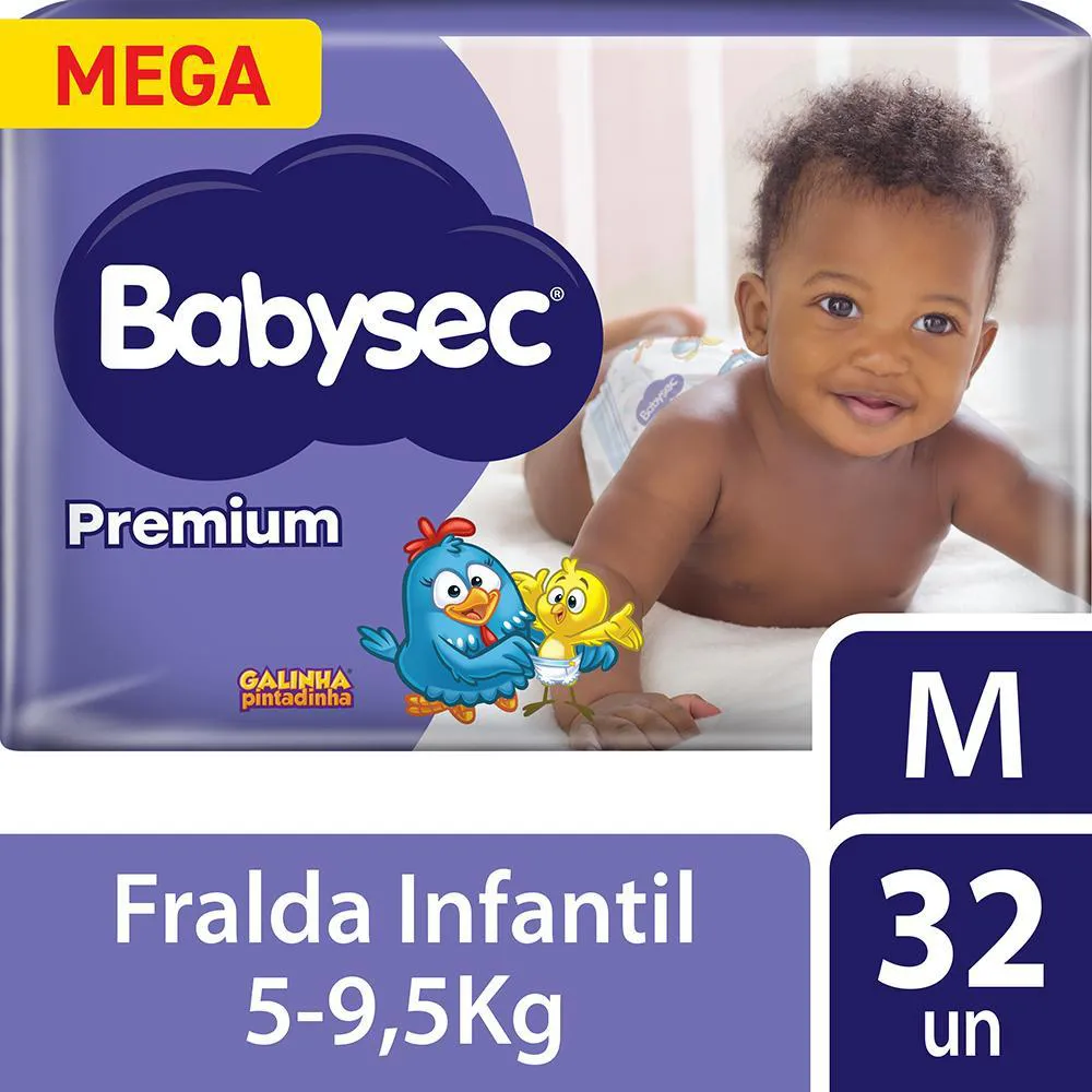Fralda Babysec Ultrasec Galinha Pintadinha Premium M 32 unidades