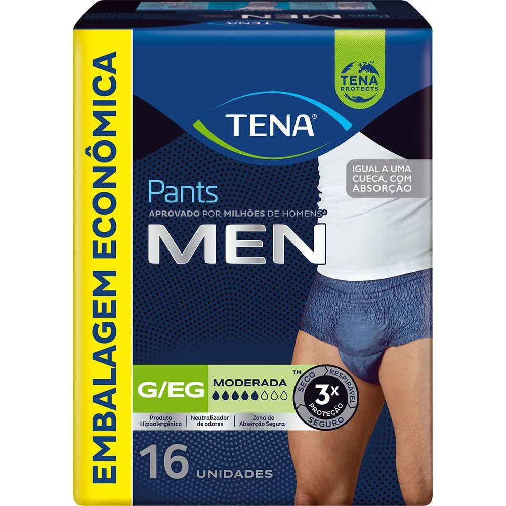 Cueca Descartável Tena Pants Men G/EG 16 Unidades