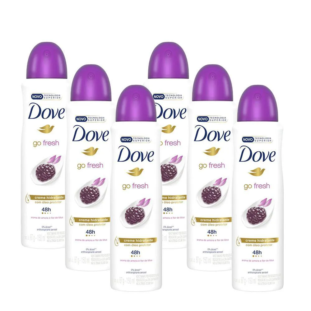 KIT 6 DESODORANTES DOVE NUTRITIVE SECRETS ANTITRANSPIRANTE AEROSSOL LAVANDA E FLORES BRANCAS 150ML