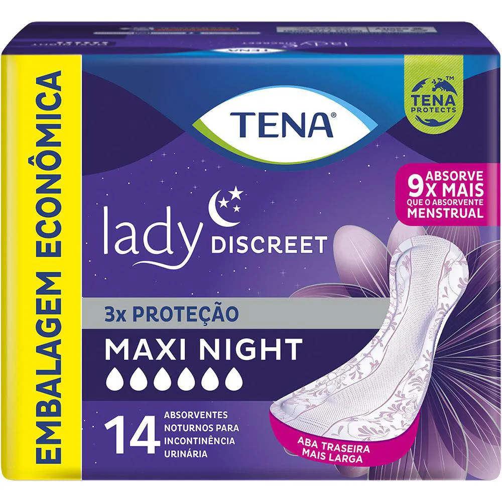 Absorvente para Incontinência Urinária Lady Discreet Noturno Feminino Absorção Intensa 14 unidades