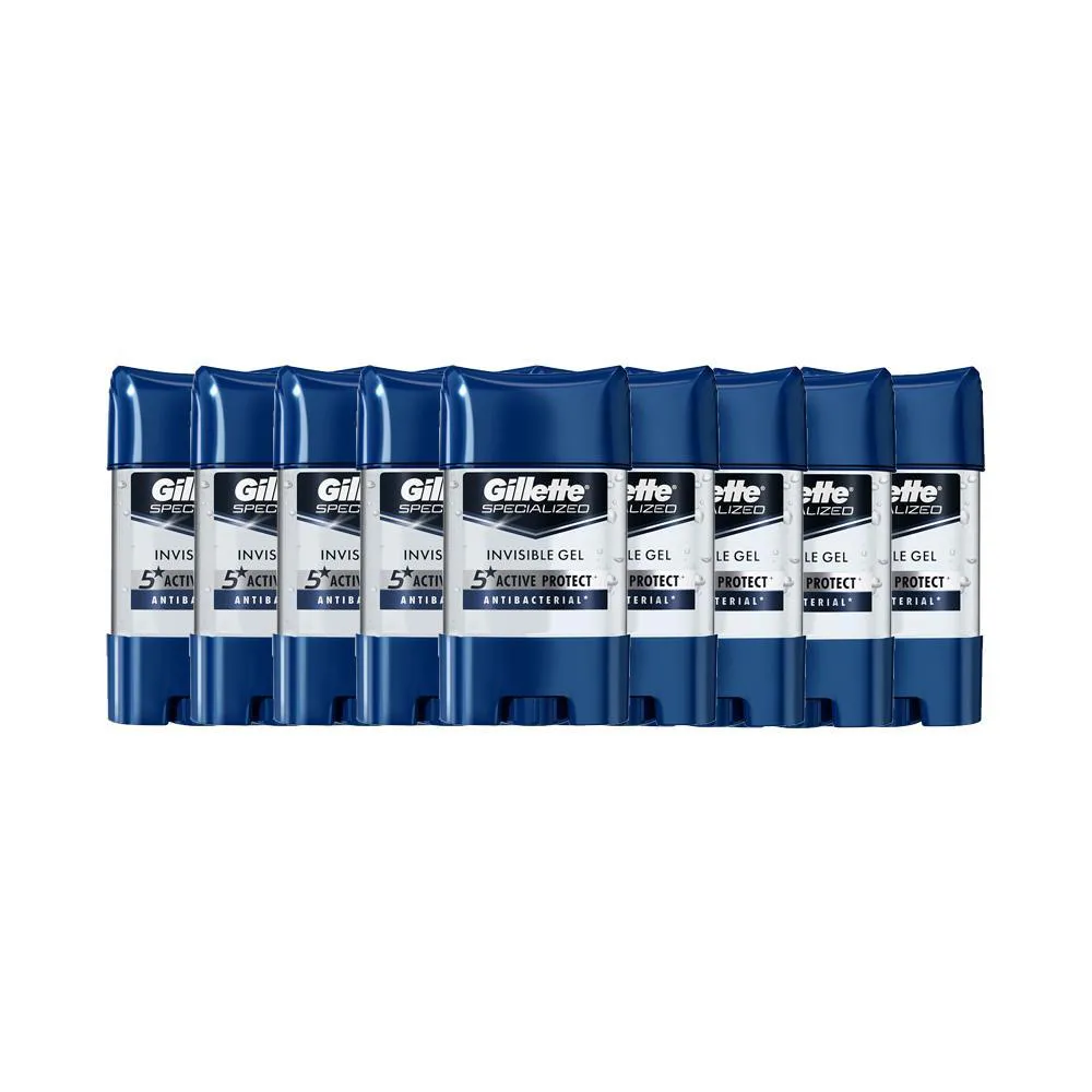 Kit 9 Desodorantes Antitranspirante Gillette Specialized Antibacterial Gel 82g
