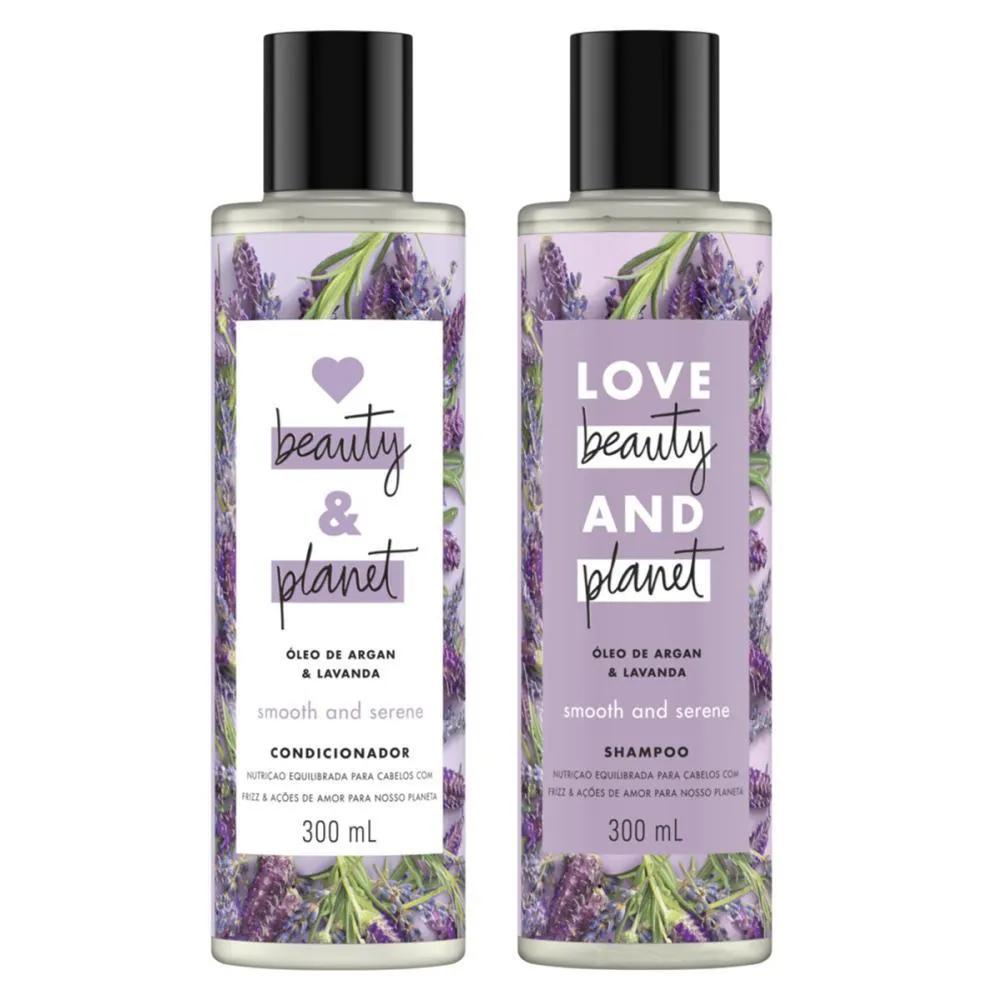 KIT SHAMPOO 300ML + CONDICIONADOR LOVE BEAUTY & PLANET SMOOTH AND SERENE 300ML