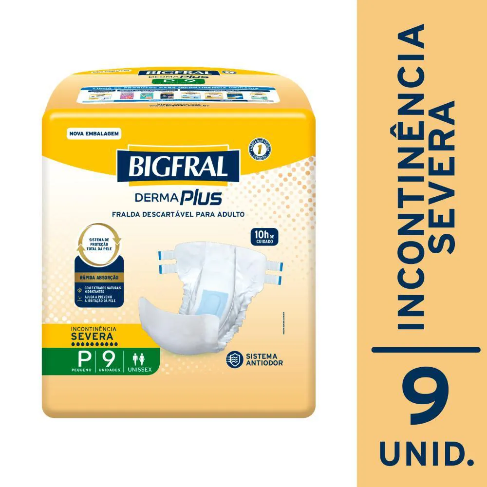 FRALDA GERIáTRICA BIGFRAL DERMA PLUS P COM 9UN