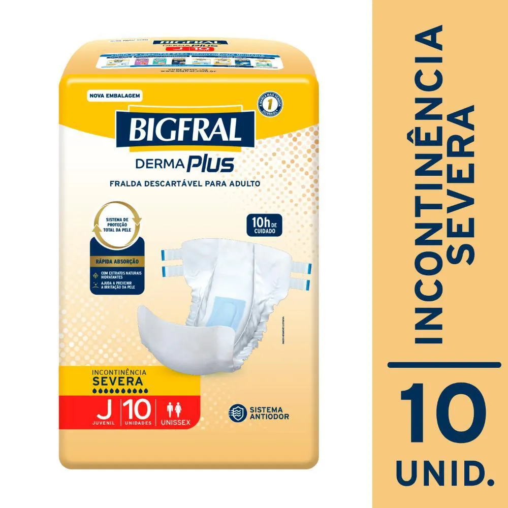 FRALDA GERIáTRICA BIGFRAL DERMA PLUS JUVENIL COM 10UN