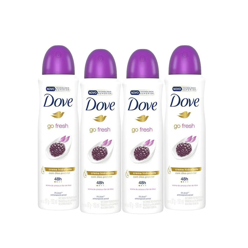 KIT 4 DESODORANTES DOVE NUTRITIVE SECRETS ANTITRANSPIRANTE AEROSSOL LAVANDA E FLORES BRANCAS 150ML