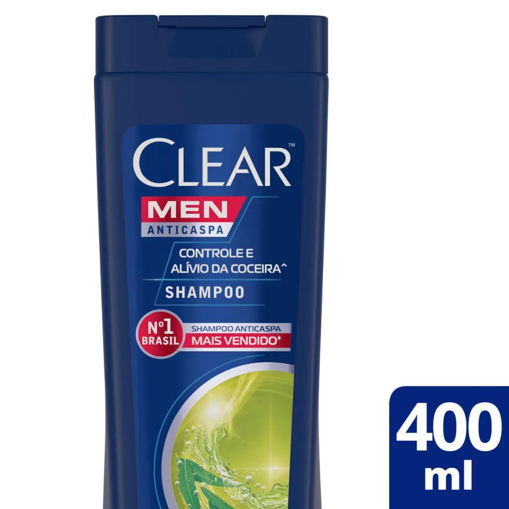 SHAMPOO ANTICASPA CLEAR MEN CONTROLE E ALíVIO DA COCEIRA 400ML