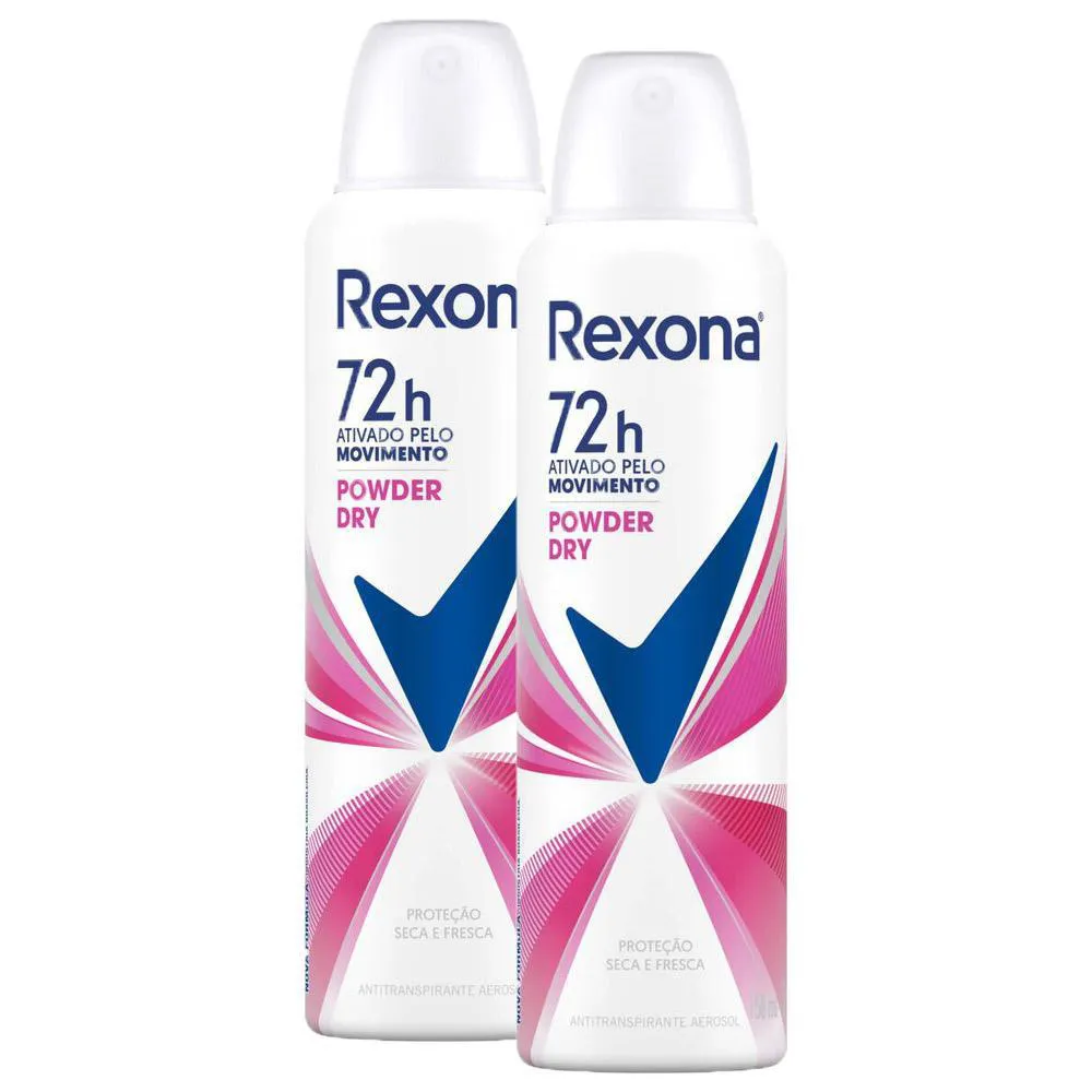 KIT 2 DESODORANTES REXONA MOTIONSENSE ANTITRANSPIRANTE AEROSSOL POWDER DRY 150ML