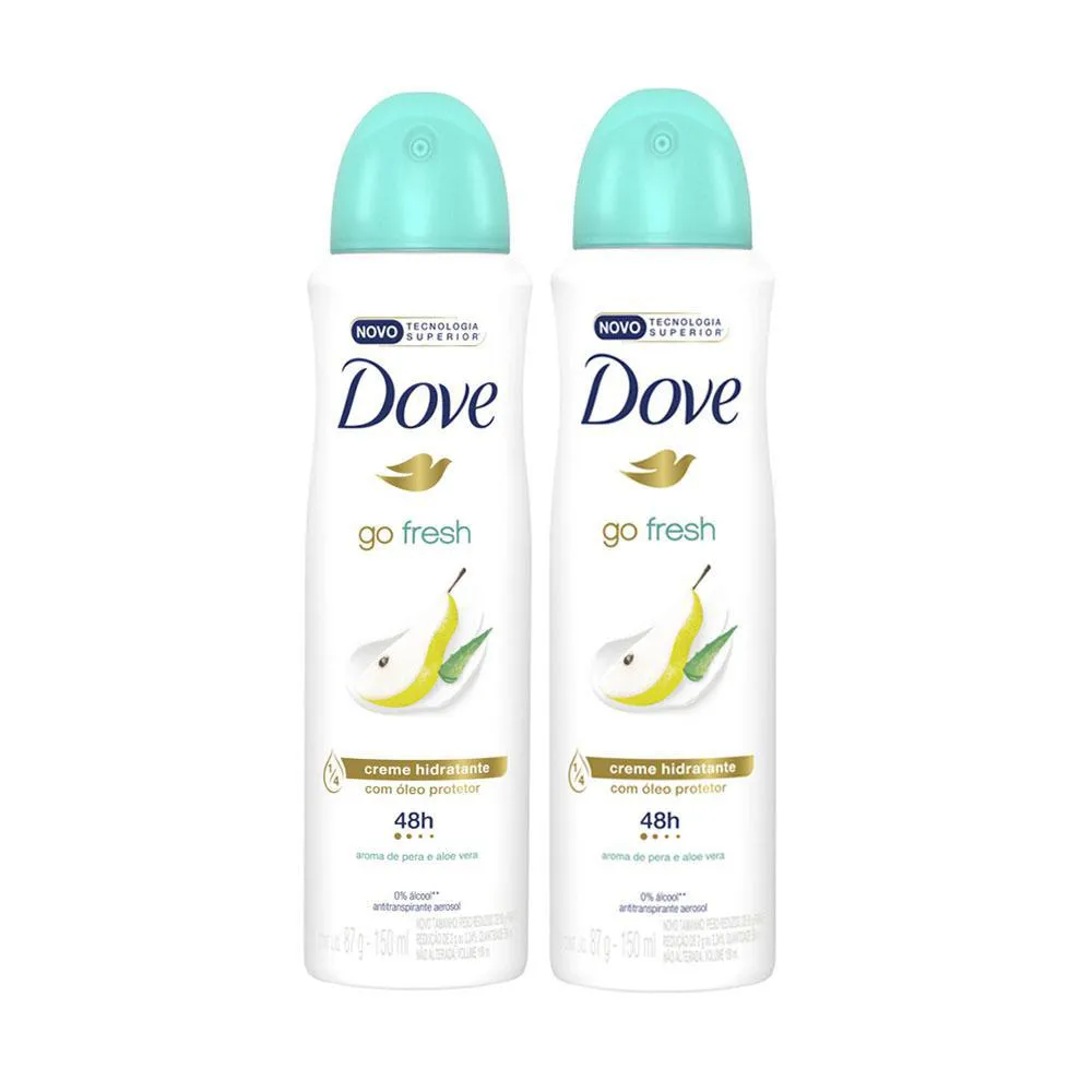Kit Desodorante Antitranspirante Aerosol Dove Go Fresh Pêra e Aloe Vera Feminino 48h 150ml 2 unidades