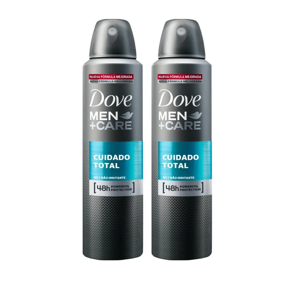 KIT 2 DESODORANTES DOVE MEN+CARE ANTITRANSPIRANTE AEROSSOL CUIDADO TOTAL 150ML