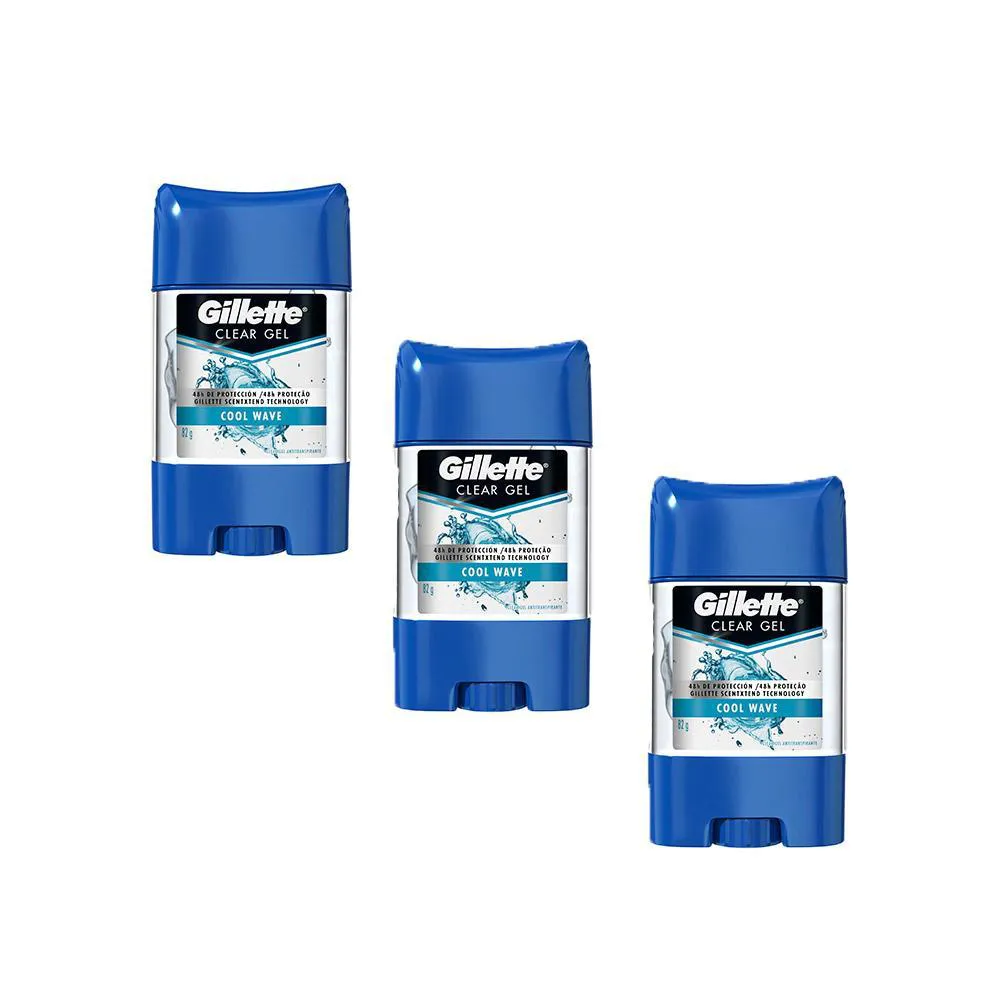KIT 3 DESODORANTES CLEAR GEL COOL WAVE 82G