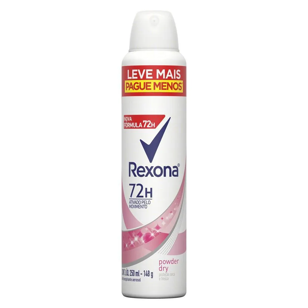 Desodorante Antitranspirante Aerossol Rexona Feminino Powder Dry 72h 250ml