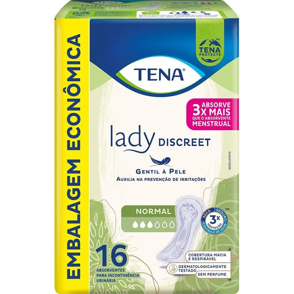 Absorvente para Incontinência Urinária Tena Lady Discreet Extra Feminino Absorção Moderada 16 unidades