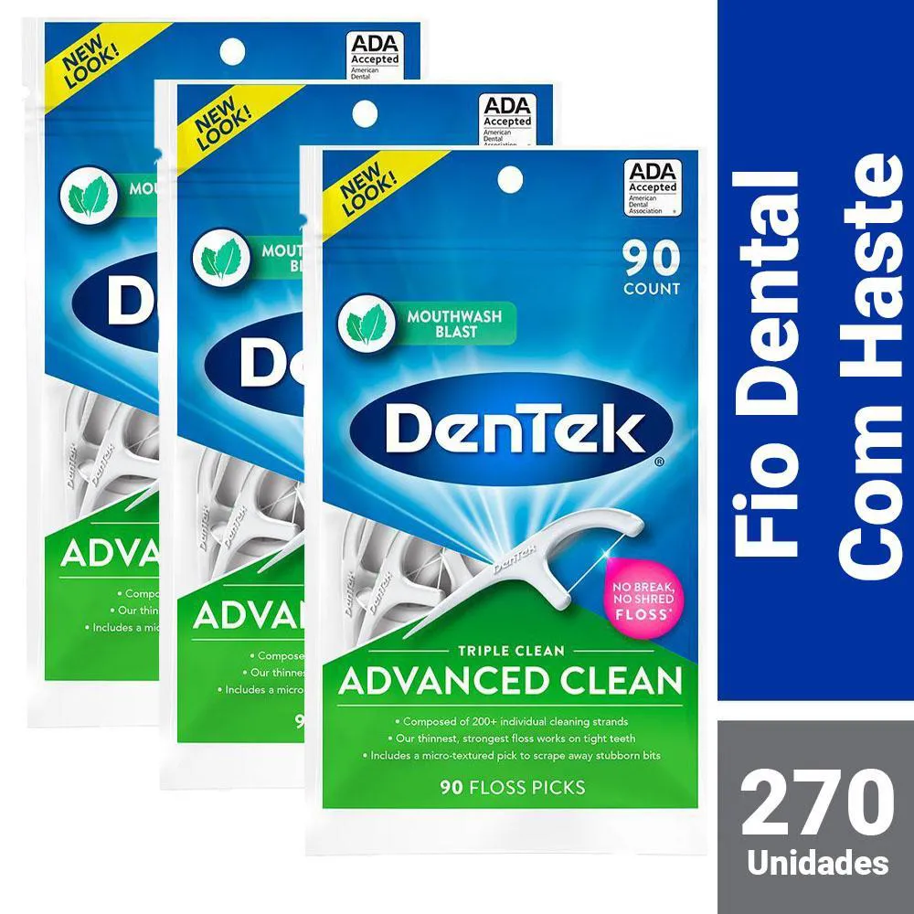 KIT FIO DENTAL DENTEK FLOSS PICKS TRIPLE CLEAN ADVANCED CLEAN 270 UNIDADES