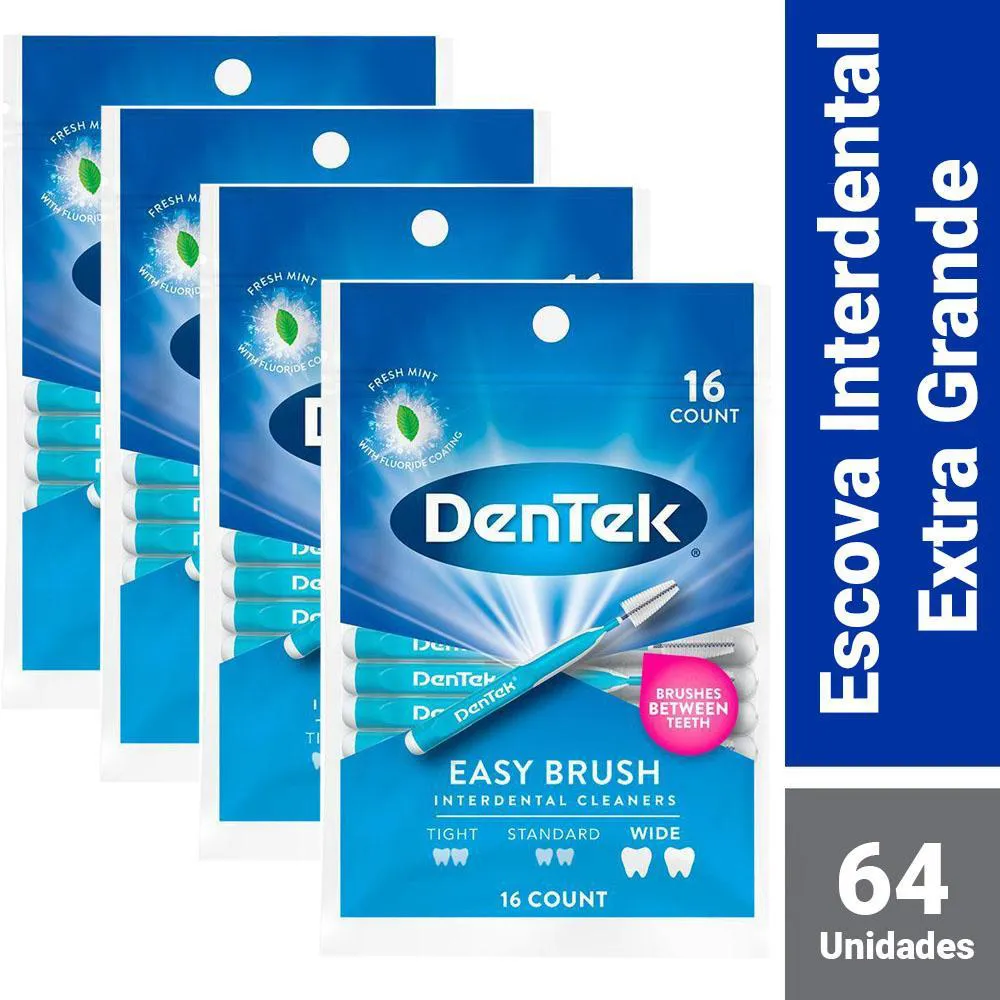 KIT ESCOVA INTERDENTAL DENTEK EASY BRUSH EXTRA 64 UNIDADES