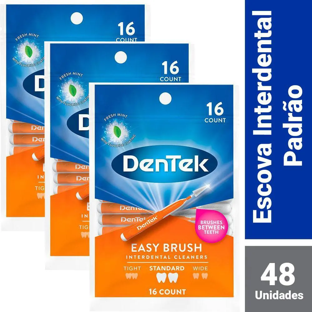 KIT ESCOVA INTERDENTAL DENTEK EASY BRUSH PADRãO 48 UNIDADES