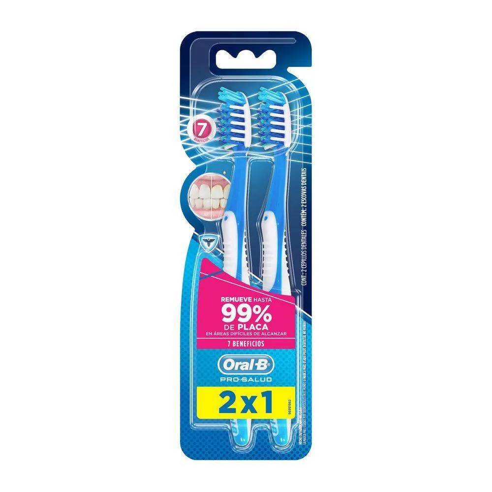 ESCOVA DENTAL ORAL-B PRO-SAUDE 7 BENEFÍCIOS MACIA - 2 UNIDADES