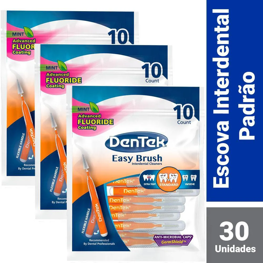 KIT ESCOVA INTERDENTAL DENTEK EASY BRUSH PADRãO 30 UNIDADES