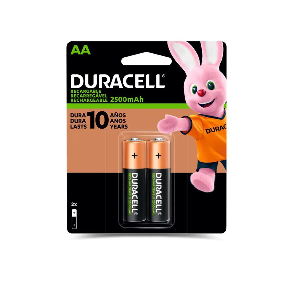 PILHA DURACELL ALCALINA PEQUENA AA RECARREGáVEL 1,2V 2 UNIDADES