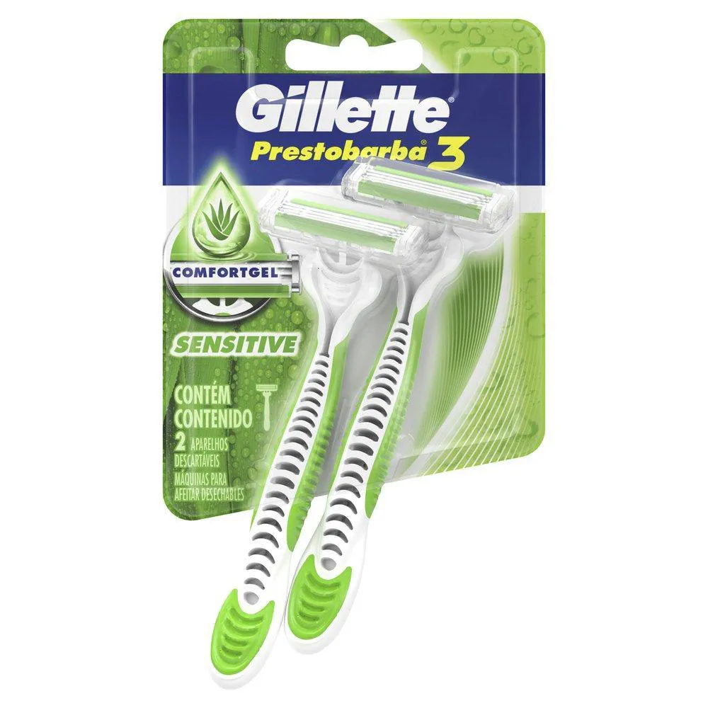 APARELHO DE BARBEAR GILLETTE PRESTOBARBA3 SENSITIVE C/2 UNIDADES