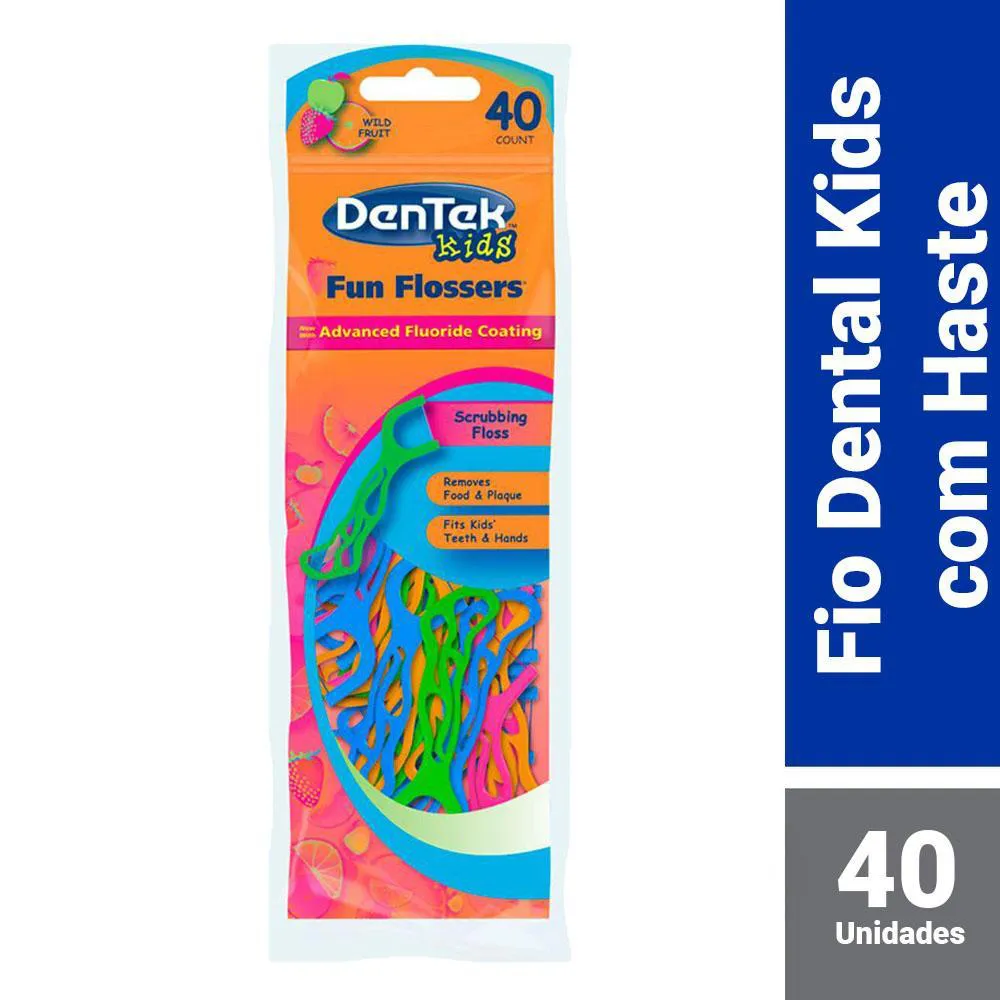 FIO DENTAL KIDS DENTEK FUN FLOSSERS COM 40 UNIDADES