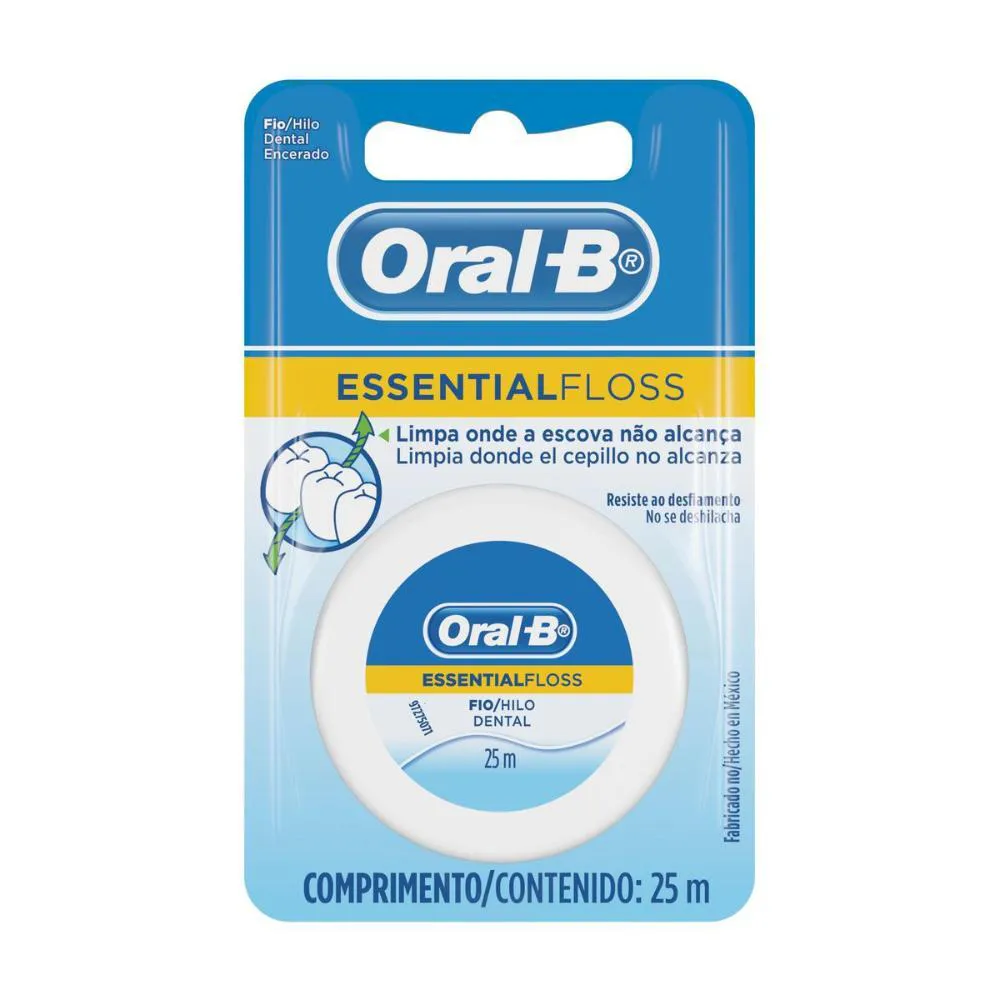 FIO DENTAL ORAL-B ESSENTIAL FLOSS ENCERADO 25M