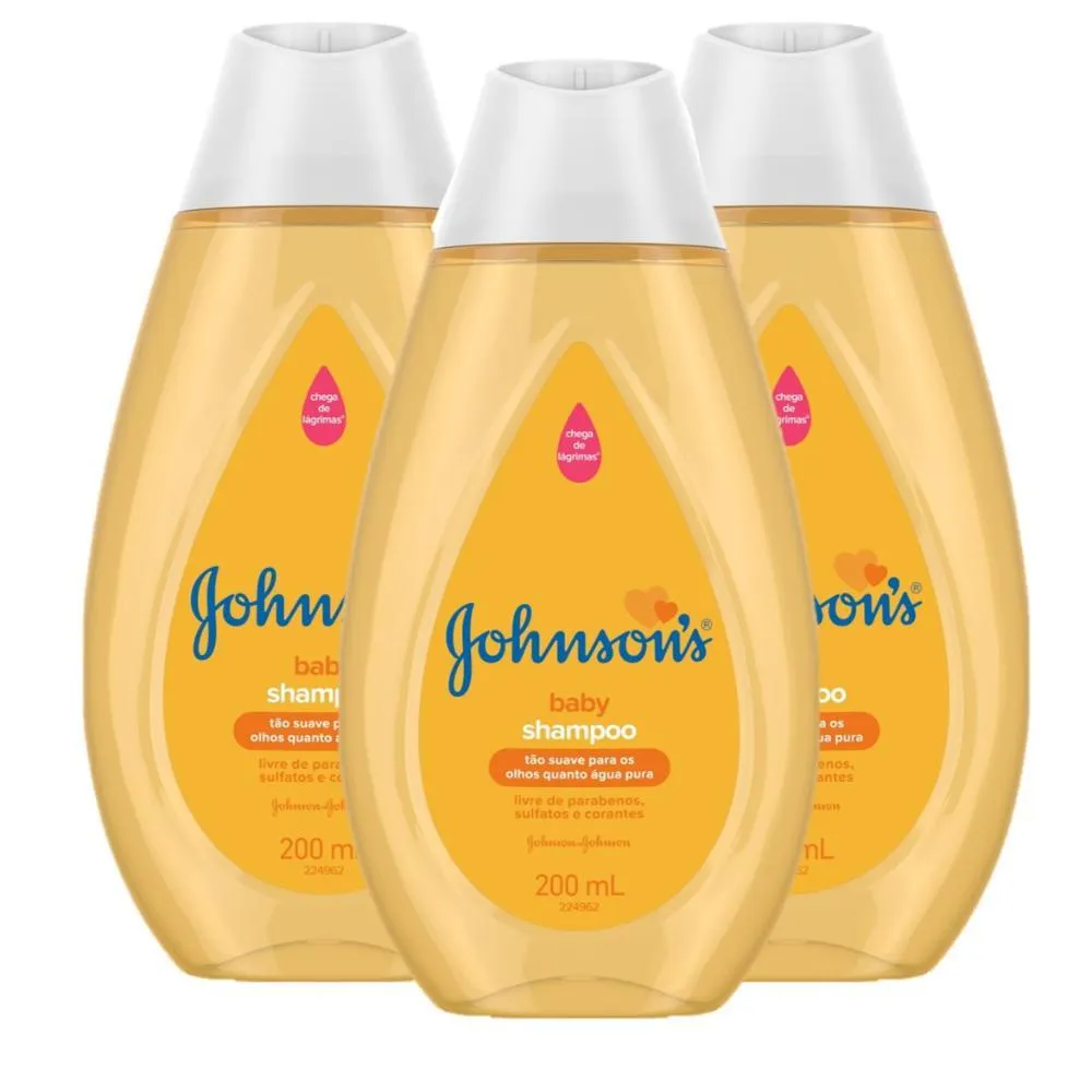 KIT SHAMPOO JOHNSON'S BABY REGULAR 200ML COM 3 UNIDADES