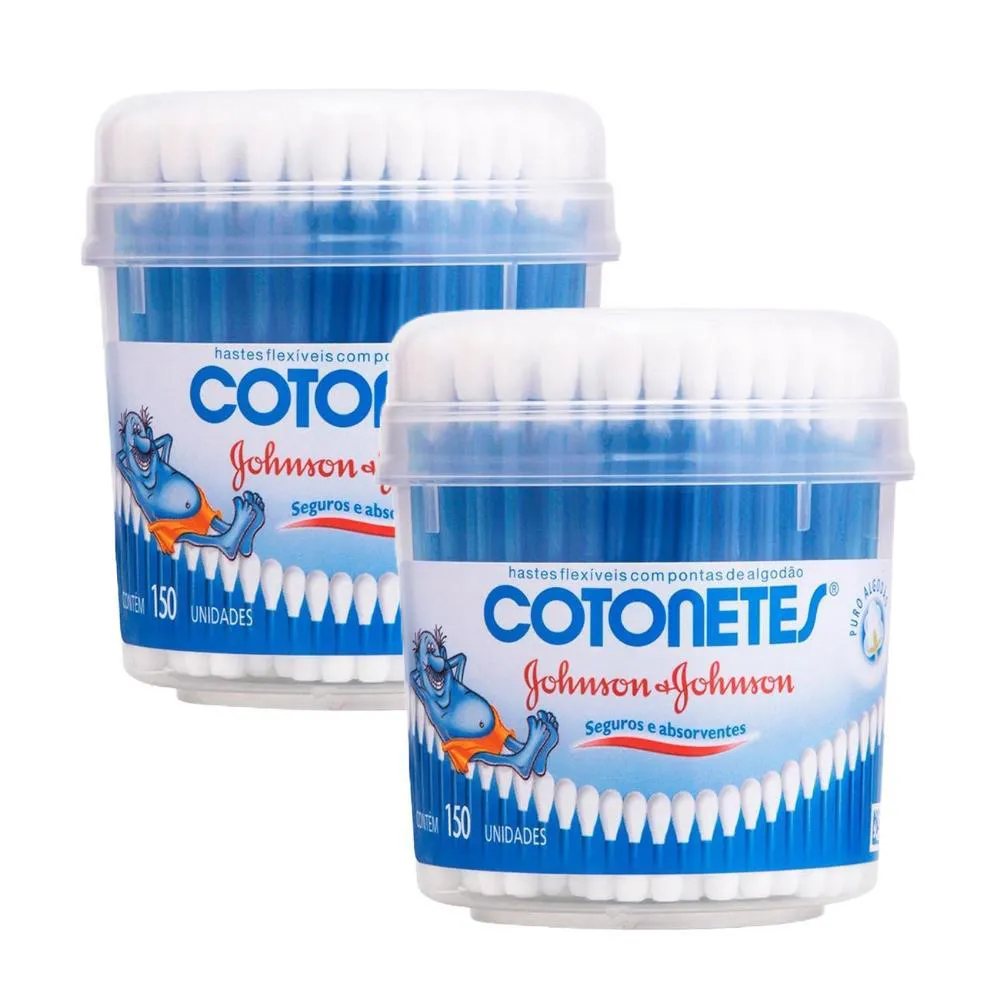 KIT 2 HASTES FLEXíVEIS COTONETES POTE 150 UNIDADES