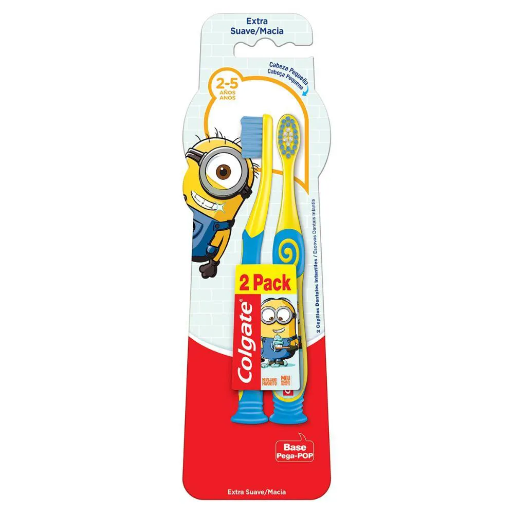 ESCOVA DENTAL COLGATE MINIONS 2 - 5 ANOS COM 2 UNIDADES