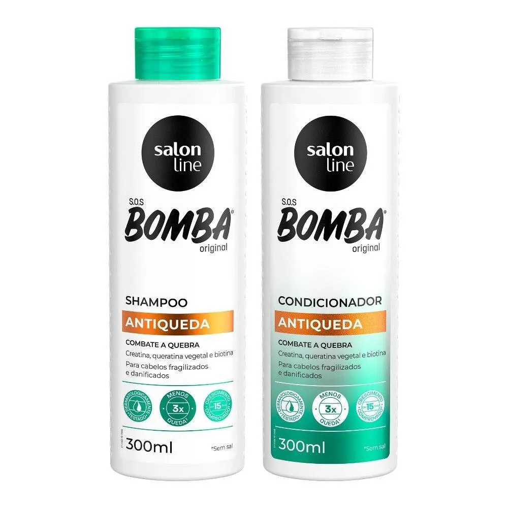 KIT SHAMPOO E CONDICIONADOR SOS BOMBA ANTIQUEDA SALON LINE