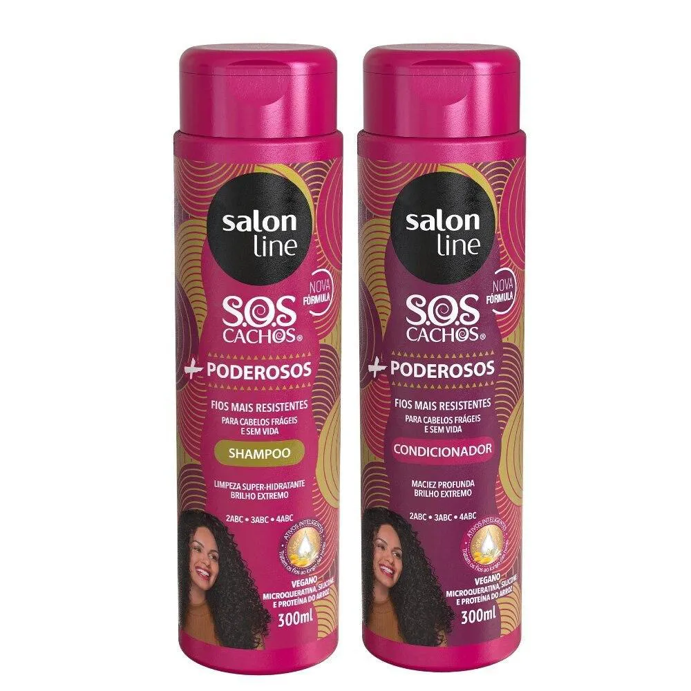 KIT SHAMPOO E CONDICIONADOR SOS CACHOS E PODEROSOS SALON LINE