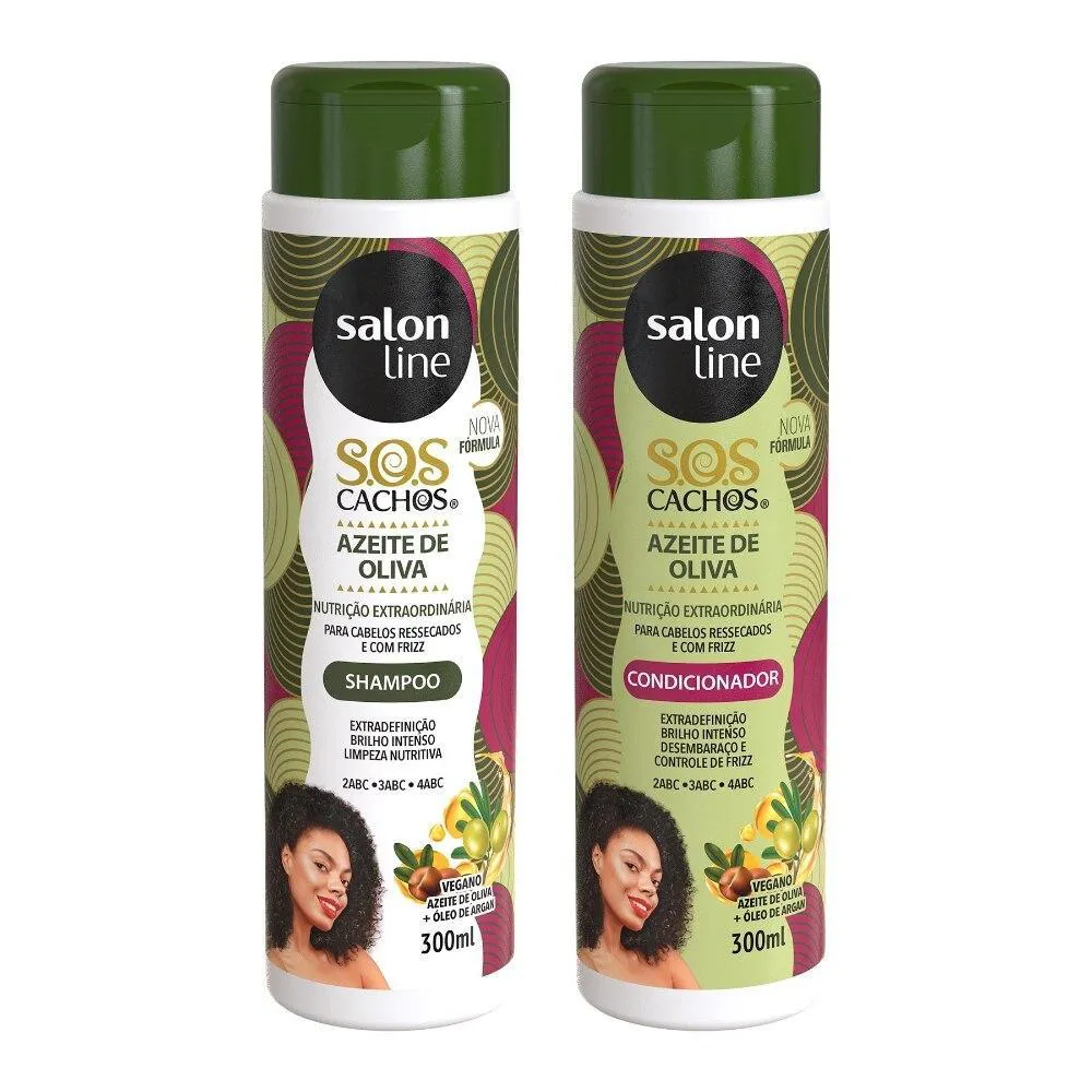 KIT SHAMPOO E CONDICIONADOR SOS CACHOS AZEITE DE OLIVA SALON LINE