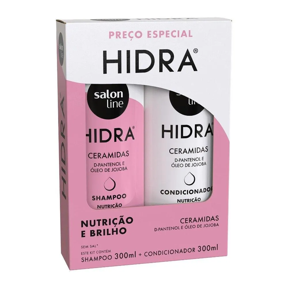 KIT SHAMPOO E CONDICIONADOR HIDRA NUTRIçãO E BRILHO SALON LINE 300ML