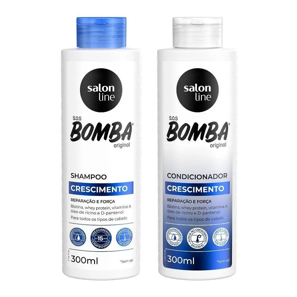 KIT SHAMPOO E CONDICIONADOR SOS BOMBA ORIGINAL 300ML SALON LINE