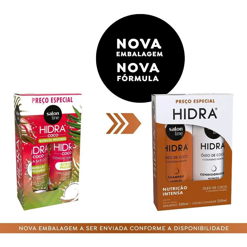 KIT SHAMPOO E CONDICIONADOR HIDRA ÓLEO DE COCO SALON LINE 300ML
