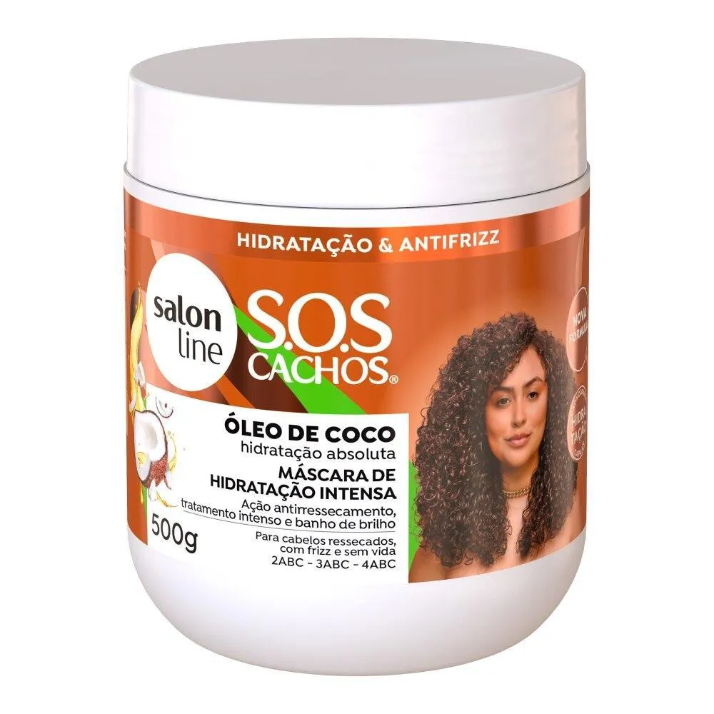 SALON LINE, MáSCARA CAPILAR, SOS CACHOS, COCO, HIDRATAçãO NUTRITIVA, VEGANO - CABELOS ONDULADOS, CACHEADOS E CRESPOS, 1 KG