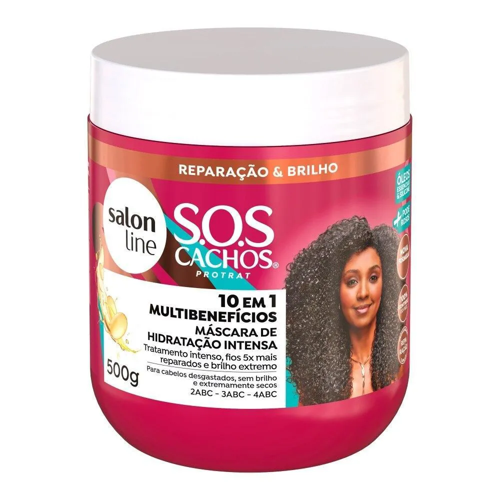 SALON LINE, MáSCARA CAPILAR, SOS CACHOS, + PODEROSOS, VEGANO - CABELOS ONDULADOS, CACHEADOS E CRESPOS, 500 G