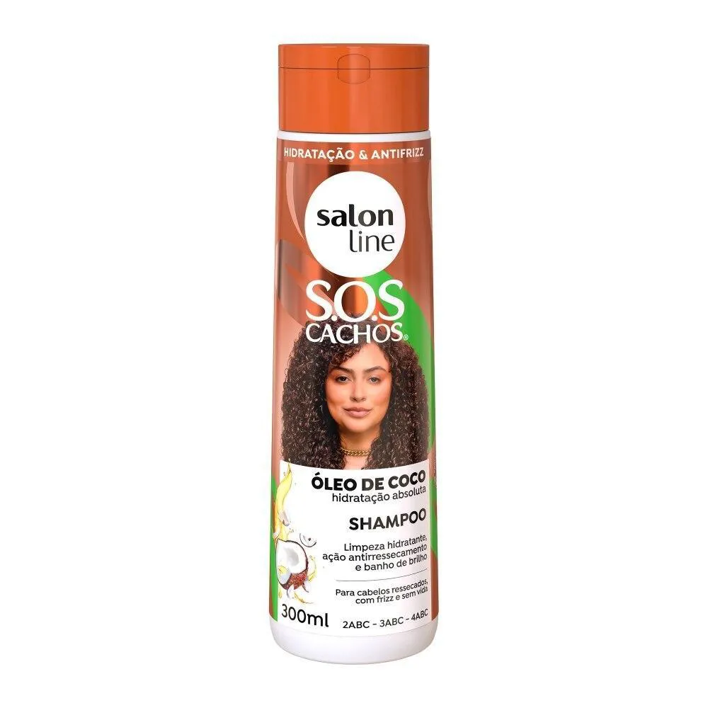 SALON LINE, SHAMPOO, SOS CACHOS, COCO, HIDRATAçãO NUTRITIVA, VEGANO - CABELOS ONDULADOS, CACHEADOS E CRESPOS, 300 ML